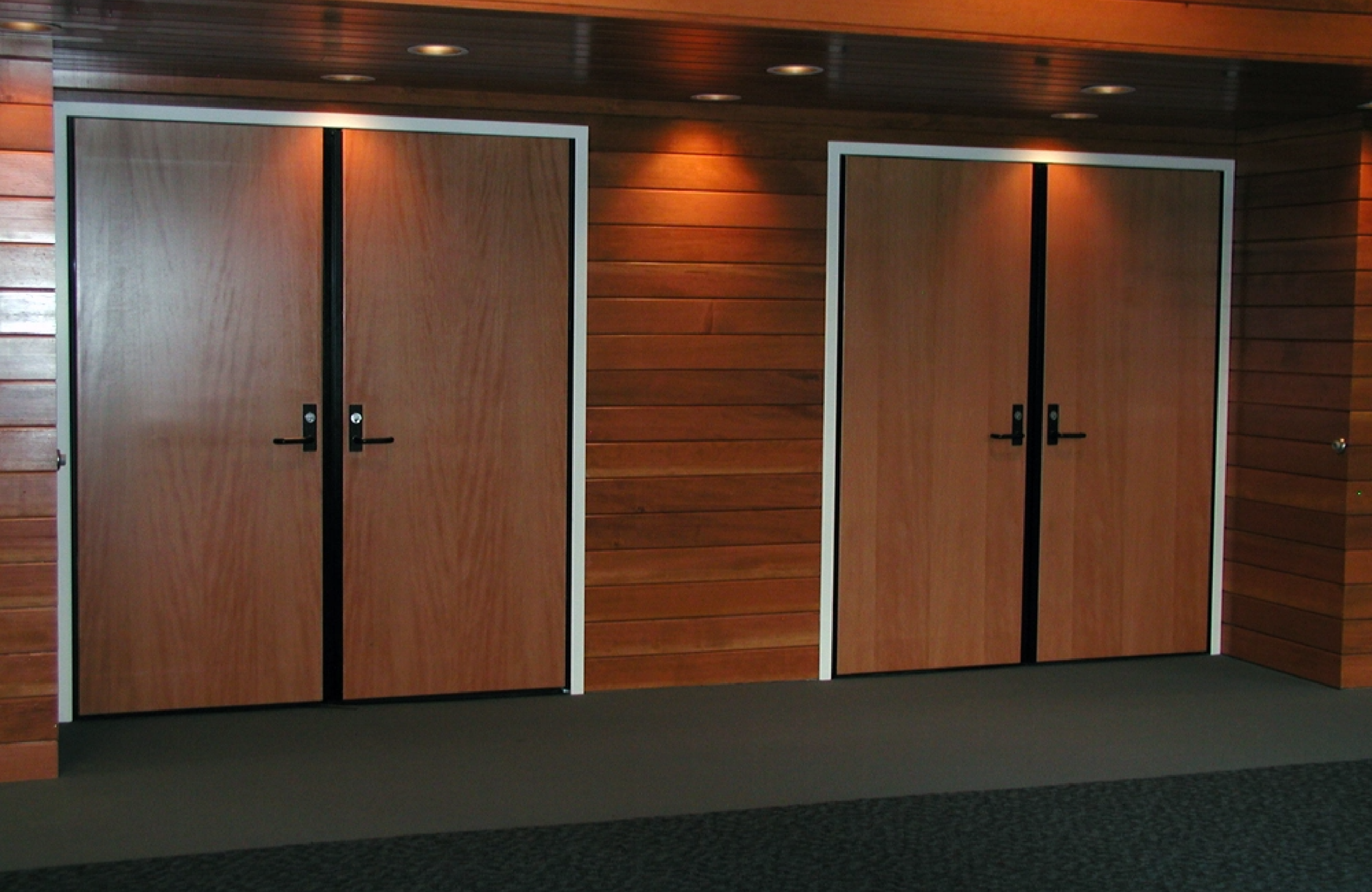 Snowbird veneer on two sets of double doors
